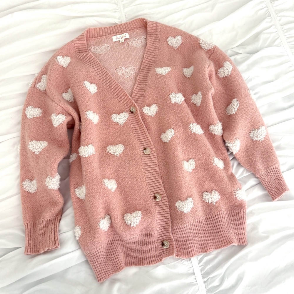 pink heart cardigan